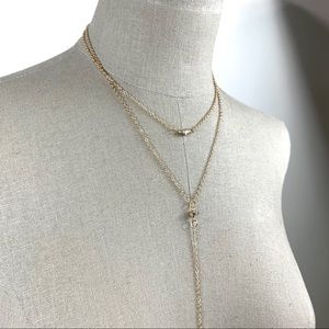 NEW layered 14k gold plated and crystal necklace